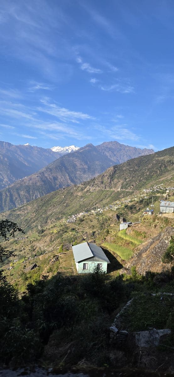 Terraced Tamang village on the hillside